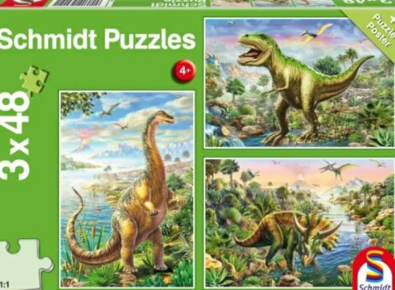 Abenteuer mit den Dinosauriern - Puzzle 3x48 Teile
