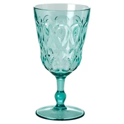 Acrylic Wine Glass in Mint with Swirly Embossed De