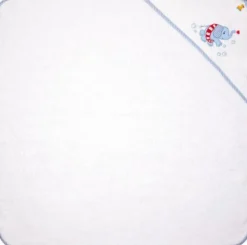 BabyGlück - Kapuzenbadetuch Elefant, hellblau (80x