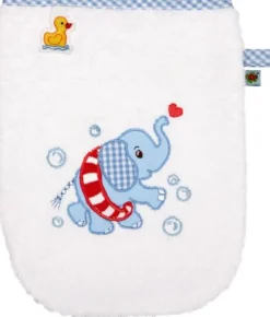BabyGlück - Waschhandschuh Elefant, hellblau