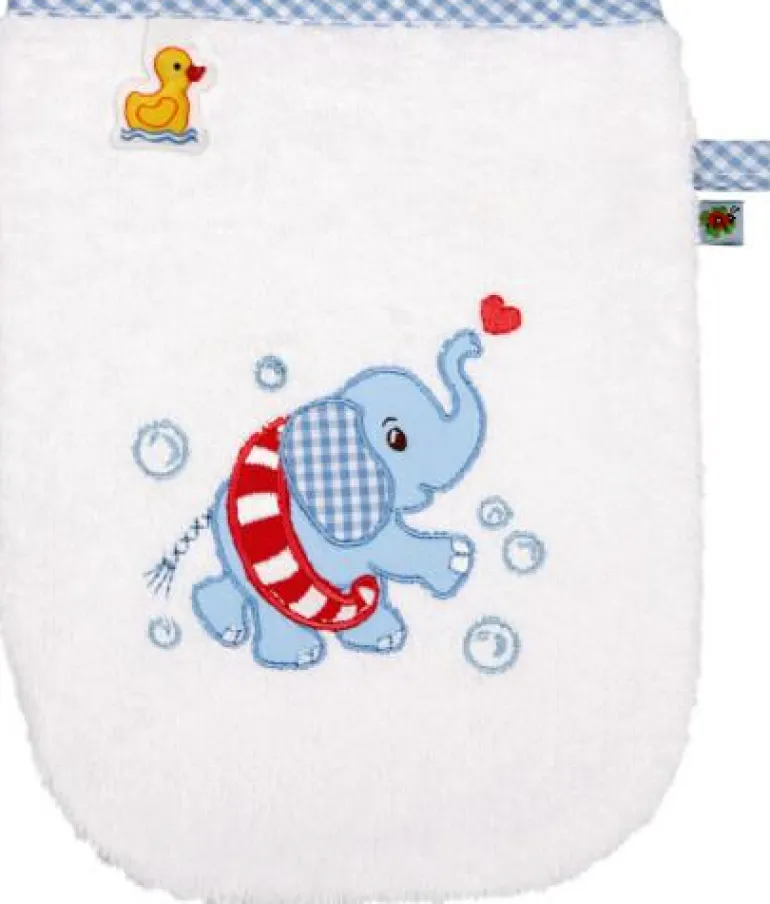 BabyGlück - Waschhandschuh Elefant, hellblau