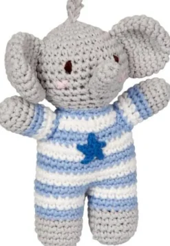 BabyGlück - Häkel-Rassel Elefant, hellblau