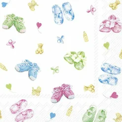 BABY SHOES ALLOVER Green Cocktail-Servietten C1047