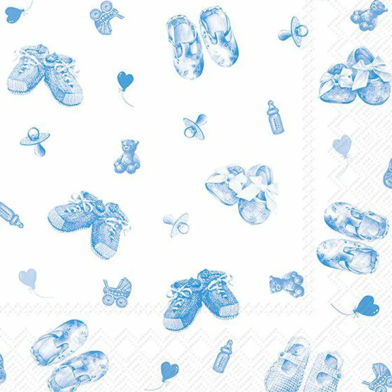 BABY SHOES ALLOVER Light Blue Cocktail-Servietten