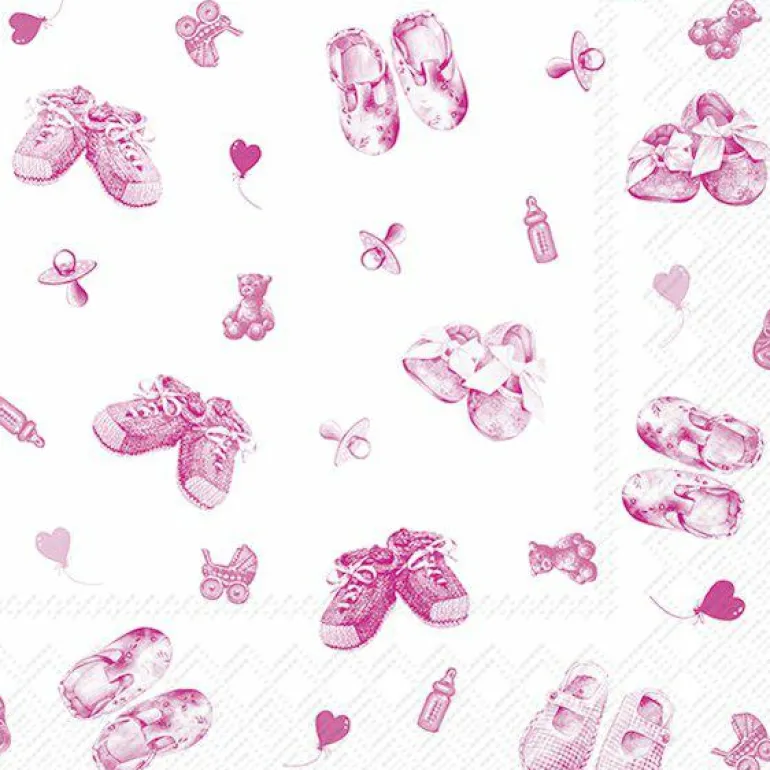 BABY SHOES ALLOVER Light Rose Cocktail-Servietten