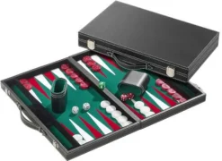 Backgammon medium, grün, Kunstleder