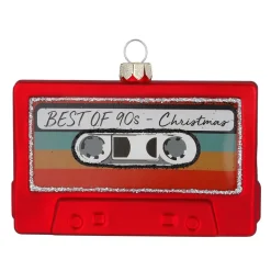 Baumanhänger Kassette, 7cm, Glas, rot