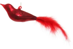 Baumschuck Vogel mit Feder 15cm rot