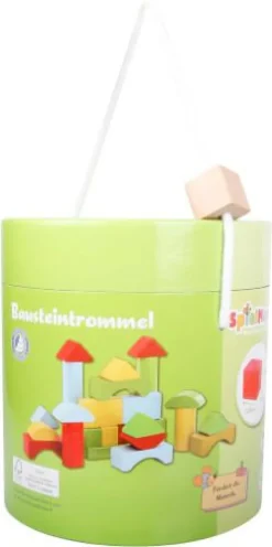 Bausteine in Trommel, 90 Stk. bunt