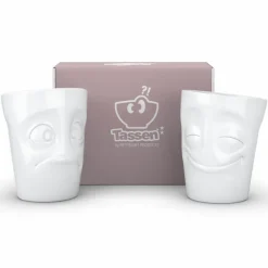Becher Set vergnügt/verdutzt weiß, 350ml