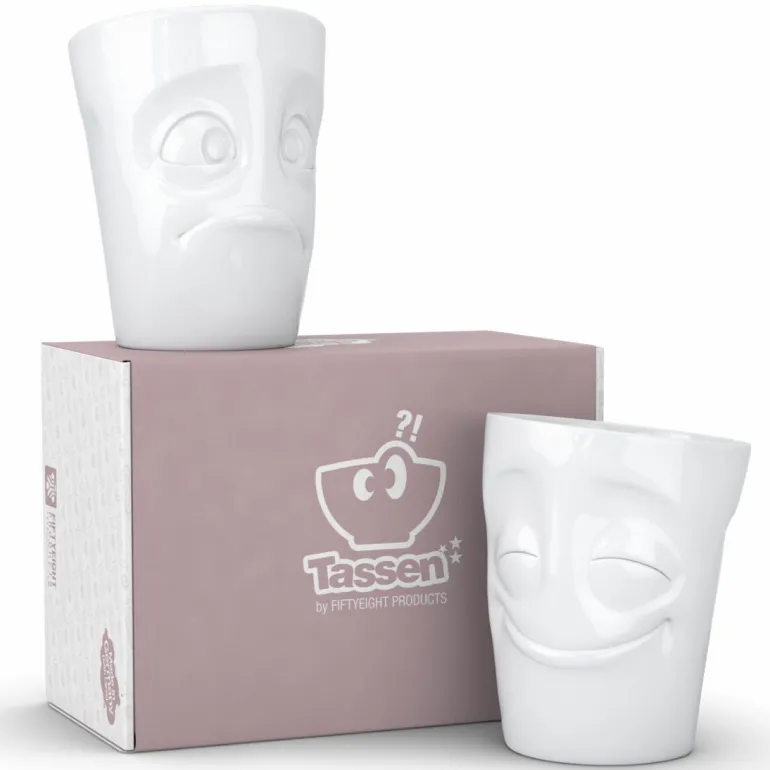 Becher Set vergnügt/verdutzt weiß, 350ml
