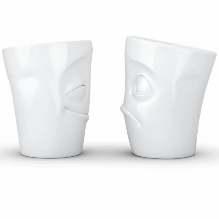 Becher Set vergnügt/verdutzt weiß, 350ml