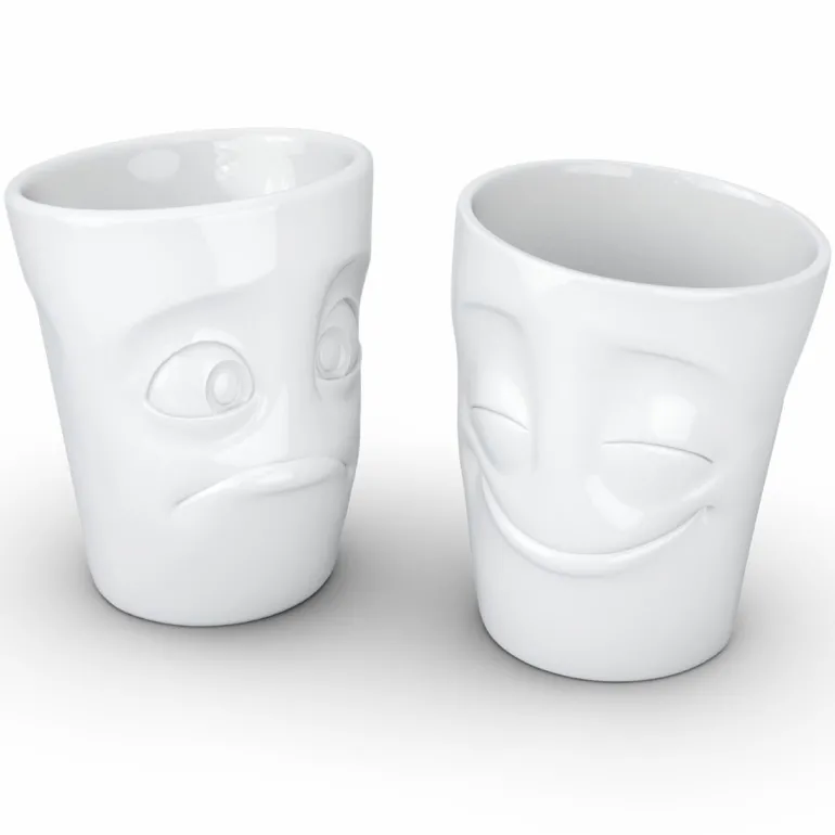Becher Set vergnügt/verdutzt weiß, 350ml