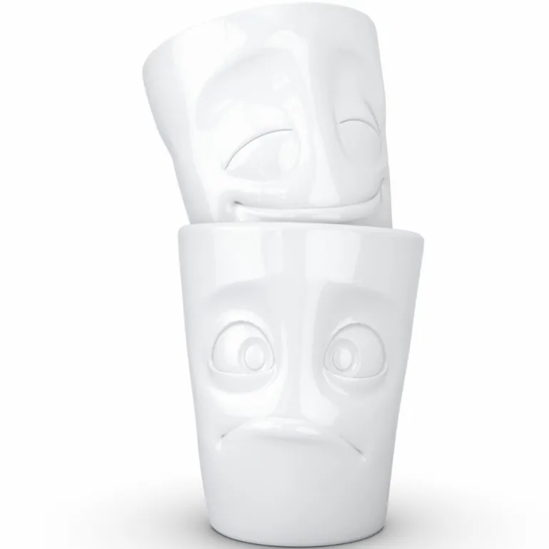 Becher Set vergnügt/verdutzt weiß, 350ml