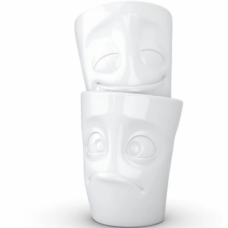 Becher Set vergnügt/verdutzt weiß, 350ml
