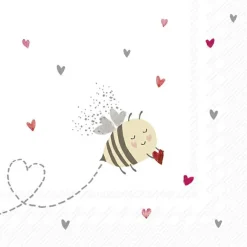 BEE MY VALENTINE red grey Cocktail-Servietten C 98
