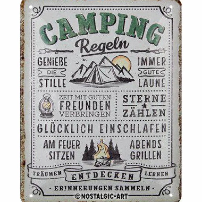 Blechschild 15 x 20 cm Camping-Regeln