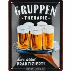 Blechschild 15 x 20 cm Gruppentherapie - Bier