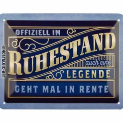Blechschild 15 x 20 cm Ruhestand
