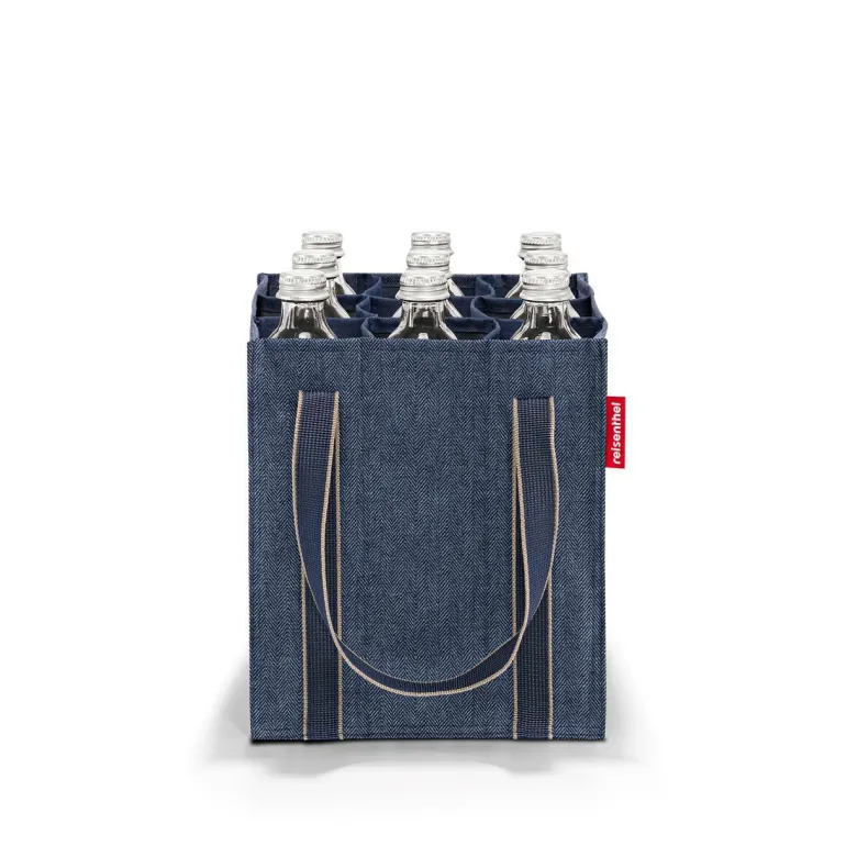Bottlebag Herringbone Dark Blue Flaschentasche