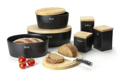 Brottopf oval schwarz matt Keramik 30x23x13,5cm