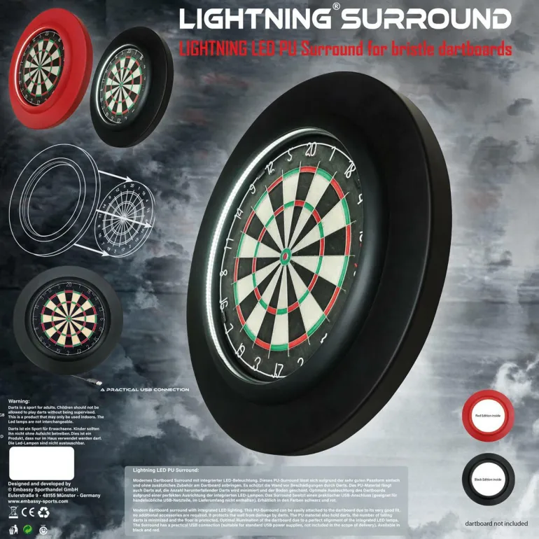 BULL'S® Lightning LED PU Surround red