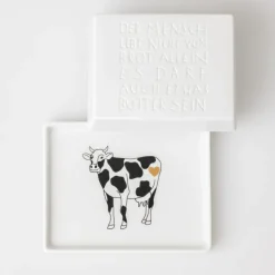 Butterdose „Der Mensch lebt nicht....", 14,5x11,5x