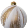 Christbaumkugel, matt weiß/gold marmoriert, 10 cm