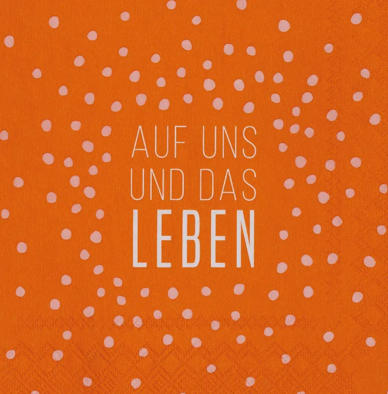Cocktailserviette „Auf uns und das Leben", 25x25cm