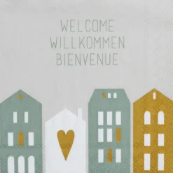 Cocktailserviette „Welcome Willkommen Bienvenue",
