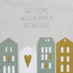 Cocktailserviette „Welcome Willkommen Bienvenue",