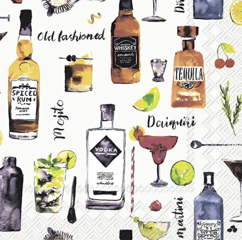 COCKTAILS FOR HIM cream Cocktail-Servietten C 9980