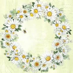 DAISIES WREATH Light Green Lunch-Servietten L10404
