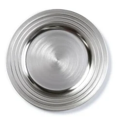 Deko- Teller, Rillen,silber, 33cm, Kunststoff