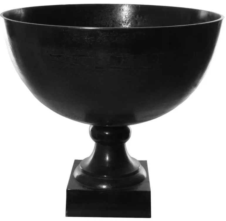 Dekoschale auf Fuß schwarz, D45,5 H44,5cm, alumini