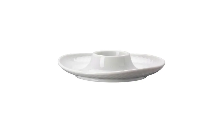 Eierbecher mit Ablage, 13 cm, Junto / Weiß