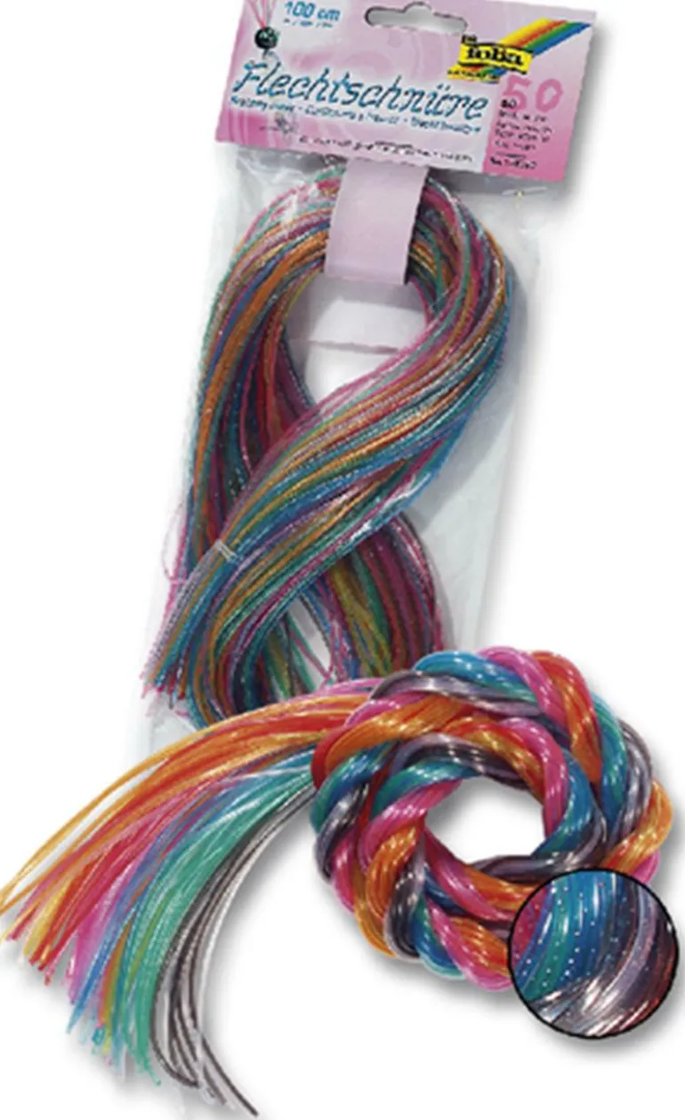Flechschnüre Glitter, 50Str. m. je 100cm Länge sor
