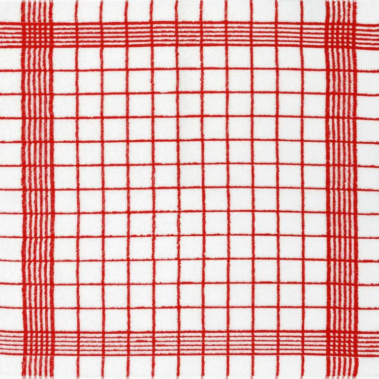 Frottiertuch Trockenperle weiß/rot Baumwolle 50x50