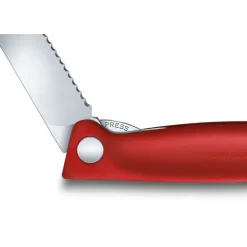 Gemüsemesser faltbar Wellenschliff rot