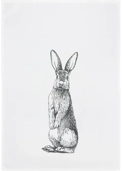 Geschirrtuch " Hase stehend grau" Baumwolle