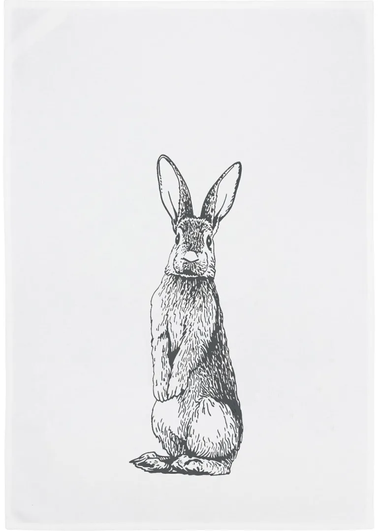 Geschirrtuch " Hase stehend grau" Baumwolle