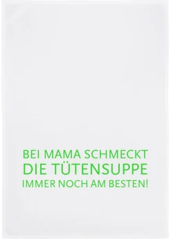 Geschirrtuch "Bei Mama schmeckt..." weiß Baumwolle