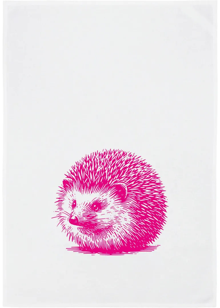 Geschirrtuch "Igel" weiß pink Baumwolle