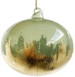 Glaskugel Zwiebelform grüngold 10cm