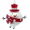 Glass Red & White Snowman