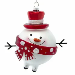 Glass Red & White Snowman