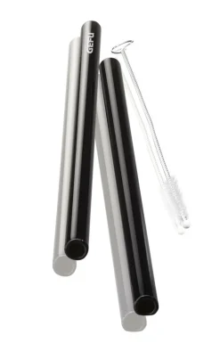 Glastrinkhalm 4St. schwarz 18cm