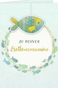 Grußkarte - Zu deiner Erstkommunion (mit Fisch-Anh