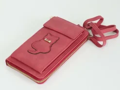 Handytasche mit Börse Katzte weinrot