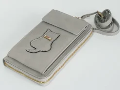 Handytasche mit Börse Katze grau